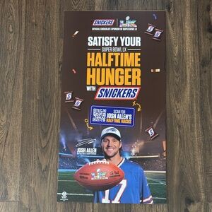 Super Bowl LX - Josh Allen Buffalo Bills SNICKERS Half Time Display 42”x 22”